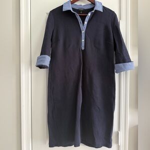 Talbots Polo Dress -  Navy Blue Shirt with Light Blue Gingham Accents